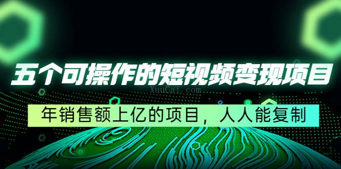 五个可操作的短视频变现项目：年销售额上亿的项目-续财库