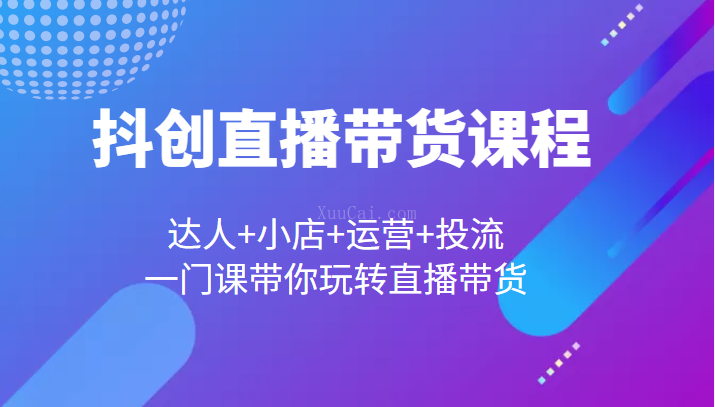 抖创直播带货课程，达人+小店+运营+投流，一门课带你玩转直播带货-续财库