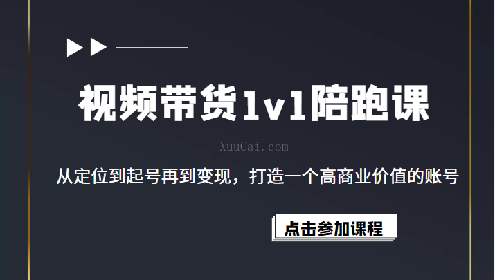 视频带货1v1陪跑课，从定位到起号再到变现，打造一个高商业价值的账号-续财库