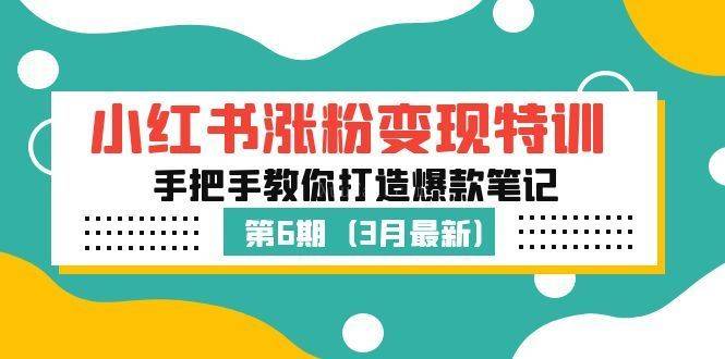 小红书涨粉变现特训·第6期，手把手教你打造爆款笔记（3月新课）-续财库