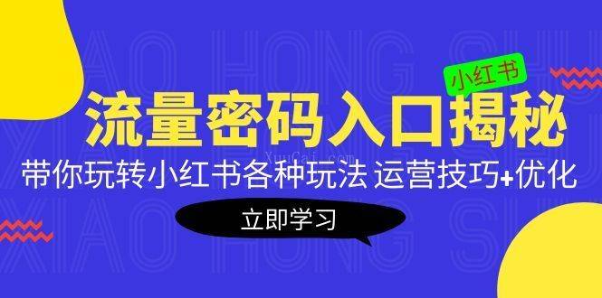 小红书流量密码入口揭秘：带你玩转小红书各种玩法 运营技巧+优化-续财库