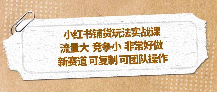 小红书铺货玩法实战课，流量大 竞争小 非常好做 新赛道 可复制 可团队操作-续财库