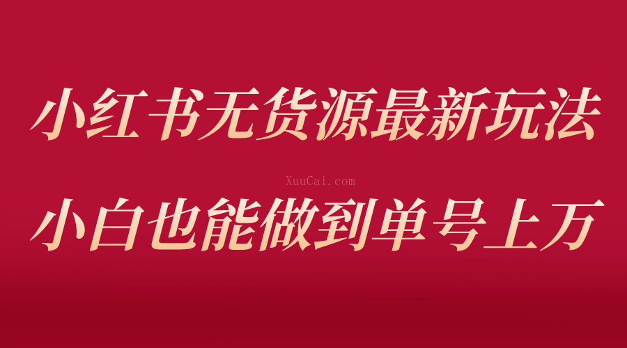 小红书无货源最新螺旋起号玩法，电商小白也能做到单号上万（价值3980元）-续财库