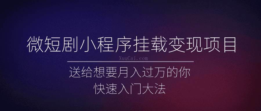 微短剧小程序挂载变现项目全面讲解，新手快速入门变现（视频+文档）-续财库