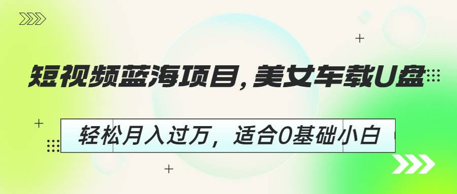 短视频蓝海项目,美女车载U盘,轻松月入过万,适合0基础小白-续财库