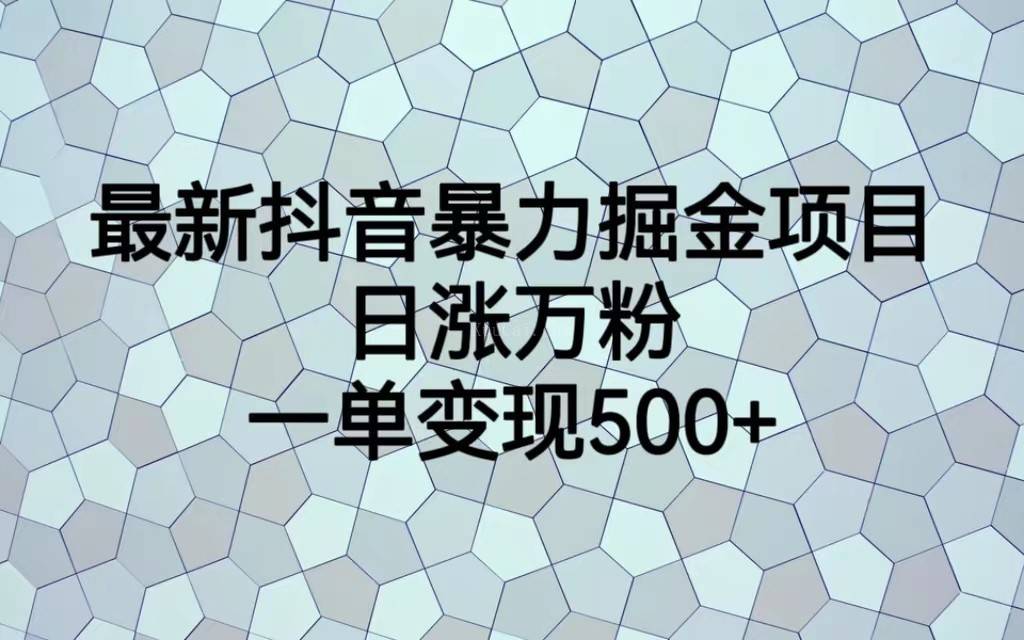 最新抖音暴力掘金项目，日涨万粉，一单变现500+-续财库