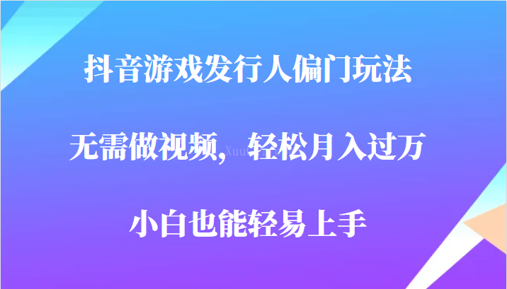 全网首发，抖音游戏发行人偏门玩法，无需做视频，轻松月入过万，小白轻松上手！-续财库