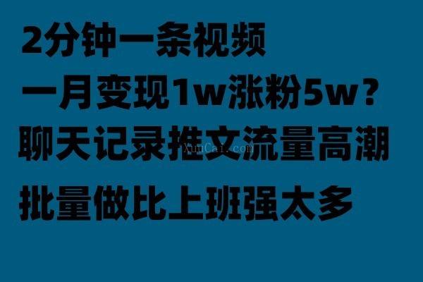 聊天记录推文玩法，2分钟一条视频一月变现1w涨粉5W【附软件】-续财库