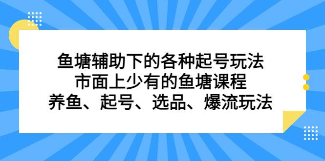 鱼塘 辅助下的各种起号玩法，市面上少有的鱼塘课程 养鱼 起号 选品 爆流-续财库