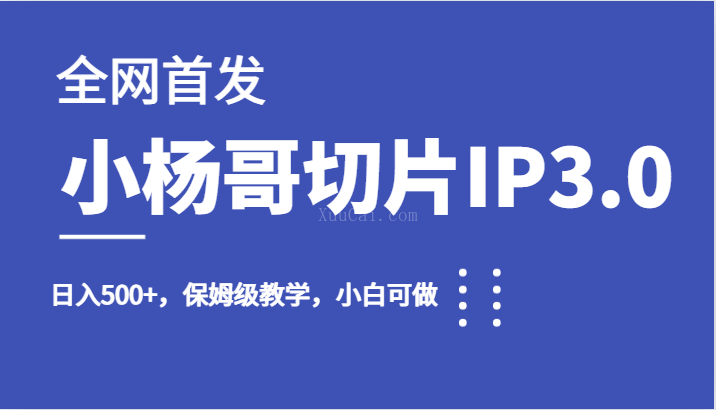 全网首发小杨哥切片IP3.0，日入500+，保姆级教学，小白可做-续财库