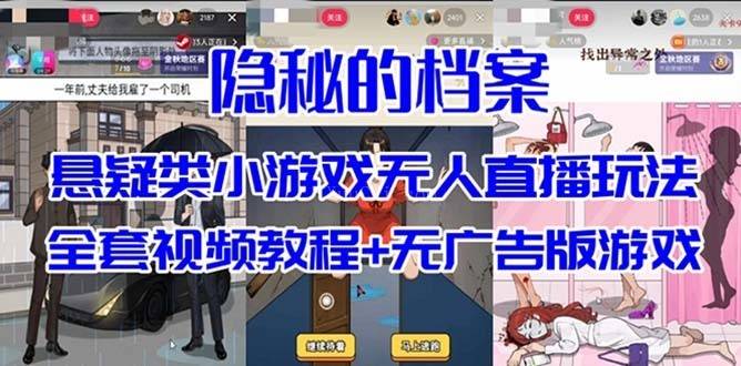 抖音爆火的悬疑解谜小游戏【隐秘的档案】无人直播玩法【教程+游戏+工具】-续财库