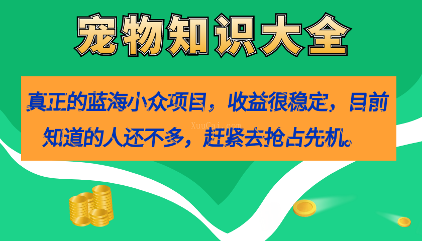 真正的蓝海小众项目，宠物知识大全，收益很稳定（教务+素材）-续财库