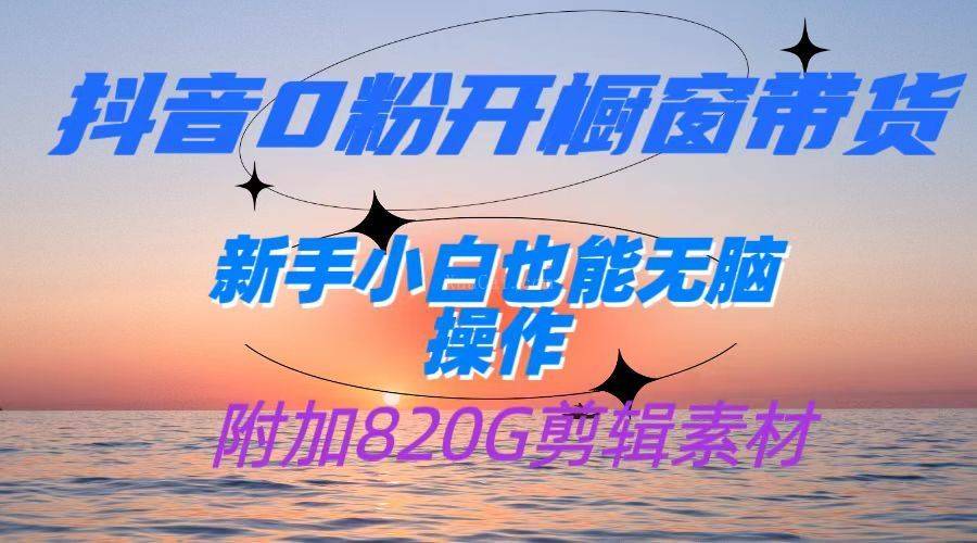 抖音0粉开橱窗带货，日入500+，新手小白也能无脑操作【附加820G剪辑资料】-续财库