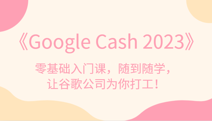 《Google Cash 2023》零基础入门课，随到随学，让谷歌公司为你打工！-续财库