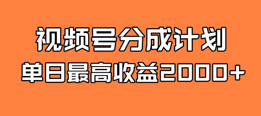 全新蓝海 视频号掘金计划 日入2000+-续财库