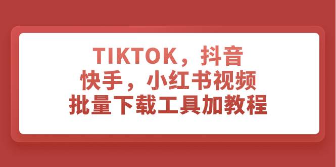 TIKTOK，抖音，快手，小红书视频批量下载工具加教程-续财库