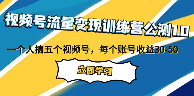 视频号流量变现训练营公测1.0：一个人搞五个视频号，每个账号收益30-50-续财库