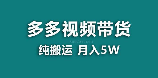 【蓝海项目】多多视频带货，靠纯搬运一个月搞5w，新手小白也能操作【揭秘】-续财库