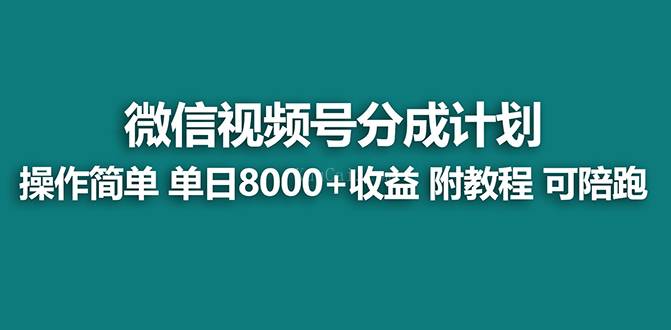 【蓝海项目】视频号分成计划，单天收益8000+，附玩法教程！可陪跑-续财库