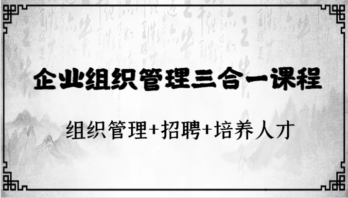 企业组织管理三合一课程：组织管理+招聘+培养人才-续财库