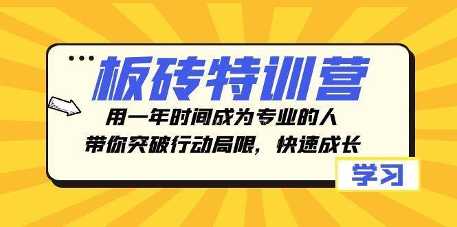 板砖特训营，用一年时间成为专业的人，带你突破行动局限，快速成长-续财库