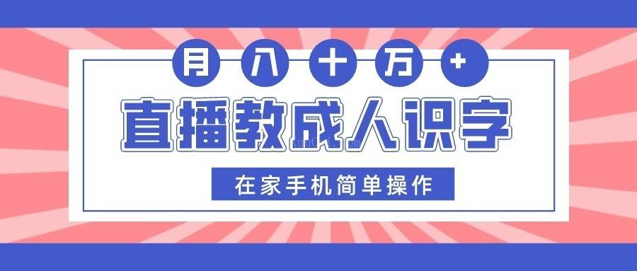 直播教成人识字，在家手机简单操作，月入10万-续财库