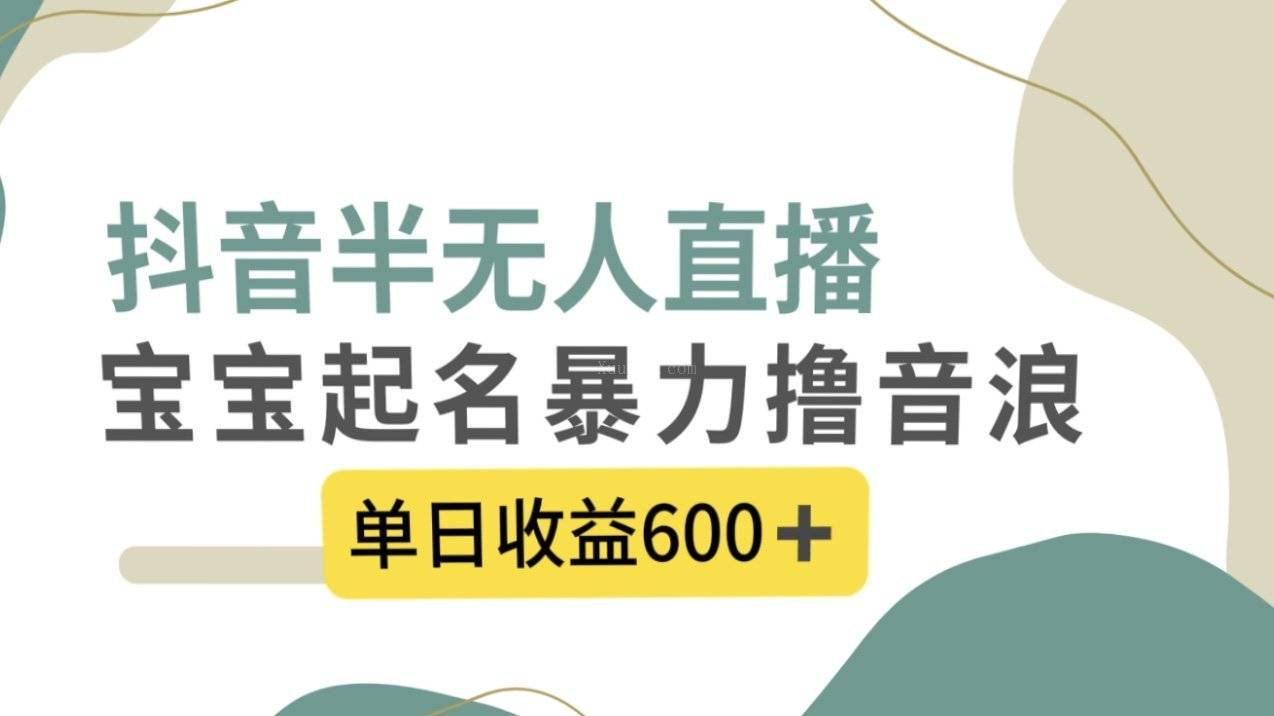 抖音半无人直播，宝宝起名，暴力撸音浪，单日收益600+-续财库