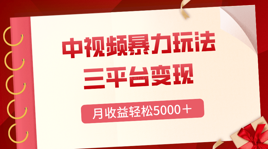 三平台变现，月收益轻松5000＋，中视频暴力玩法，每日热点的正确打开方式-续财库