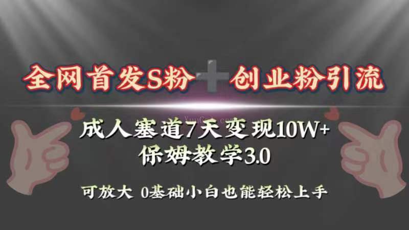 全网首发s粉加创业粉引流变现，成人用品赛道7天变现10w+保姆教学3.0-续财库