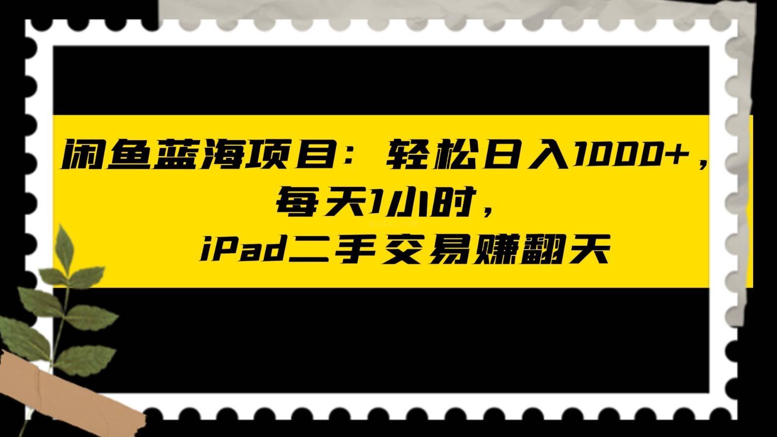 闲鱼蓝海项目轻松日入1000+,每天1小时, iPad二手交易赚翻天-续财库