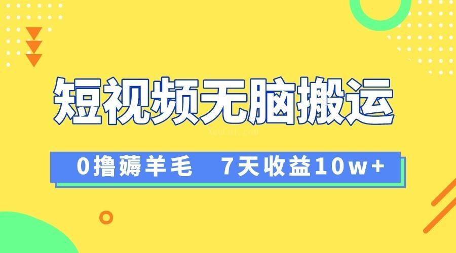 12月最新无脑搬运薅羊毛，7天轻松收益1W，vivo短视频创作收益来袭-续财库