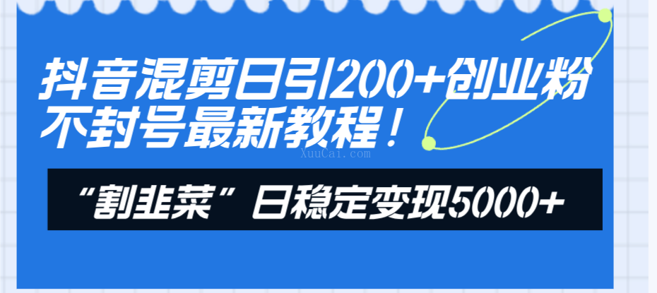 抖音混剪日引200+创业粉不封号最新教程!“割韭菜”日稳定变现5000+!-续财库