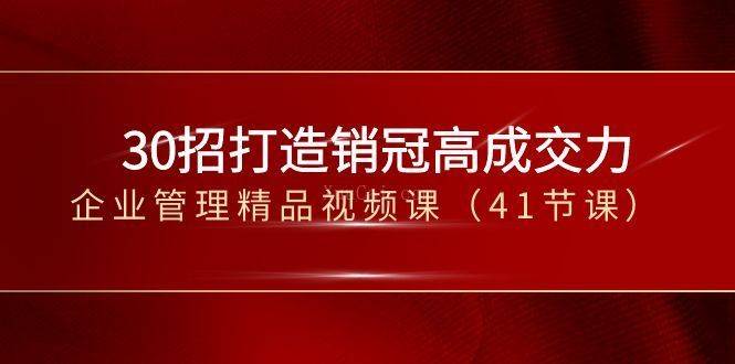 30招-打造销冠高成交力-企业管理精品视频课（41节课）-续财库