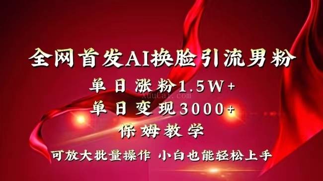 全网独创首发AI换脸引流男粉单日涨粉1.5W+变现3000+小白也能上手快速拿结果-续财库