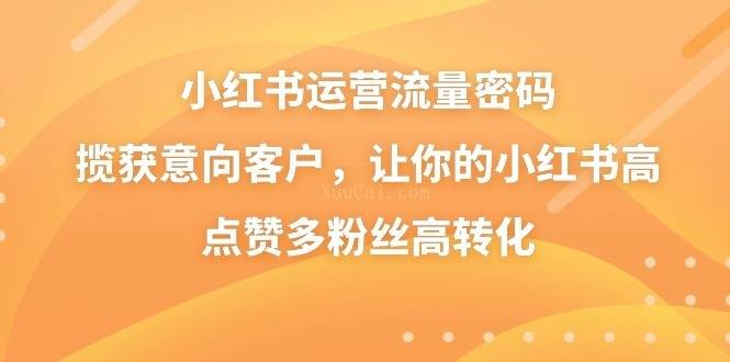 小红书运营流量密码，揽获意向客户，让你的小红书高点赞多粉丝高转化-续财库