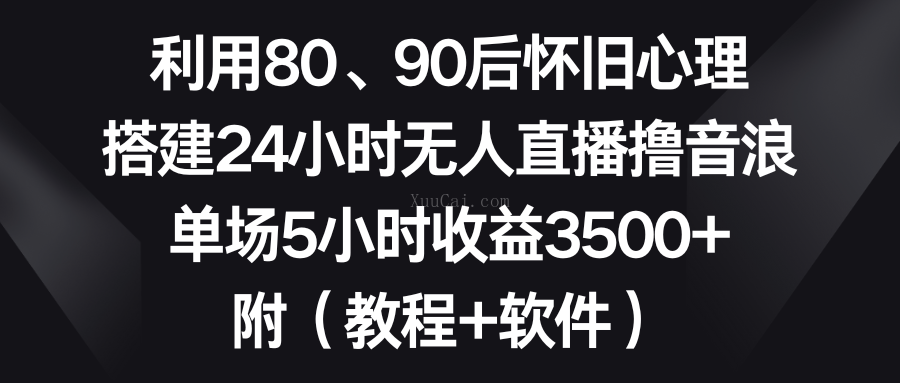 利用80、90后怀旧心理，搭建24小时无人直播撸音浪，单场5小时收益3500+-续财库