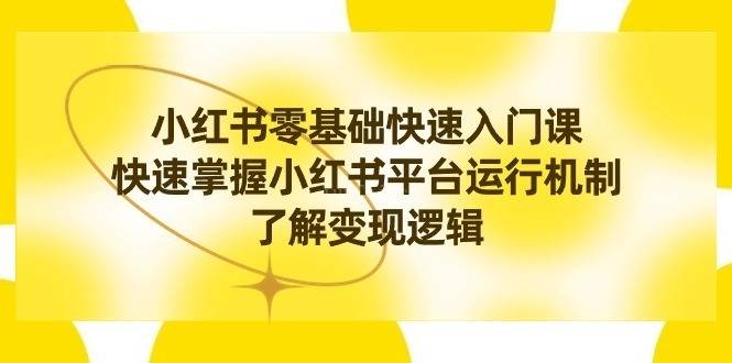 小红书0基础快速入门课，快速掌握小红书平台运行机制，了解变现逻辑-续财库