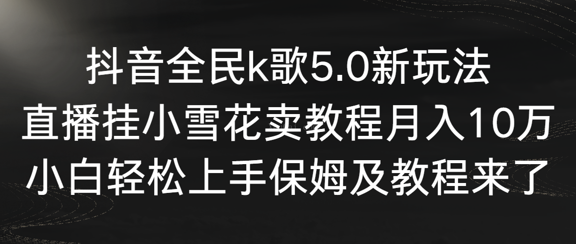 抖音全民k歌5.0新玩法，直播挂小雪花卖教程月入10万，小白轻松上手-续财库