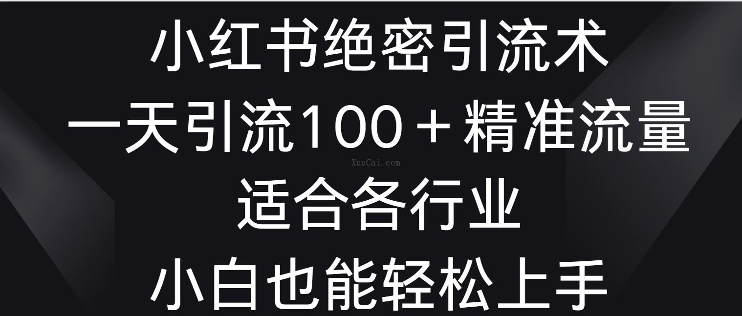 小红书绝密引流术，一天引流100＋精准流量，适合各个行业，小白也能轻松上手-续财库