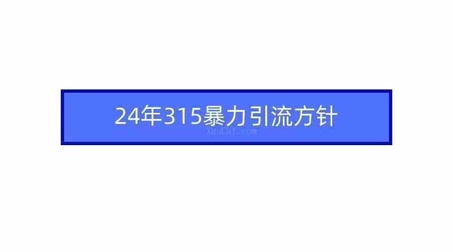 2024年315暴力引流方针-续财库