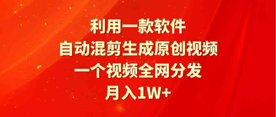 利用一款软件，自动混剪生成原创视频，一个视频全网分发，月入1W+附软件-续财库