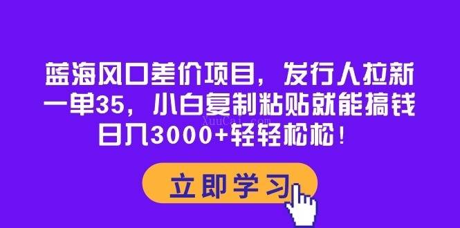 蓝海风口差价项目，发行人拉新，一单35，小白复制粘贴就能搞钱